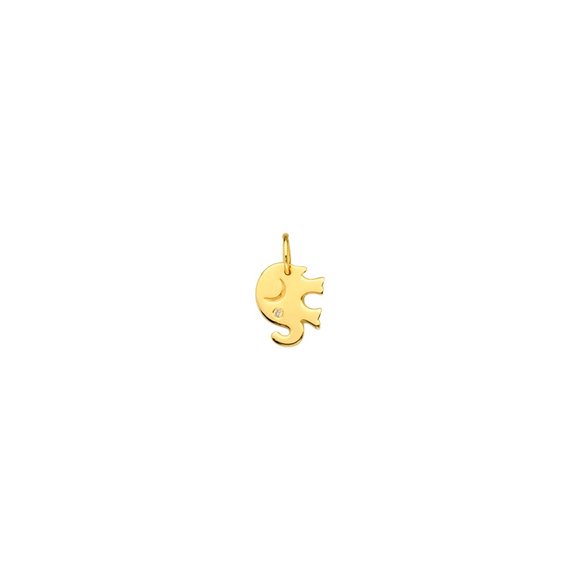 14K Solid Gold Mini Elephant Diamond Pendant
